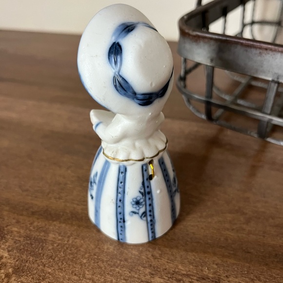 Blue White 4.5" Girl Holding Book - Bell - Picture 2 of 2